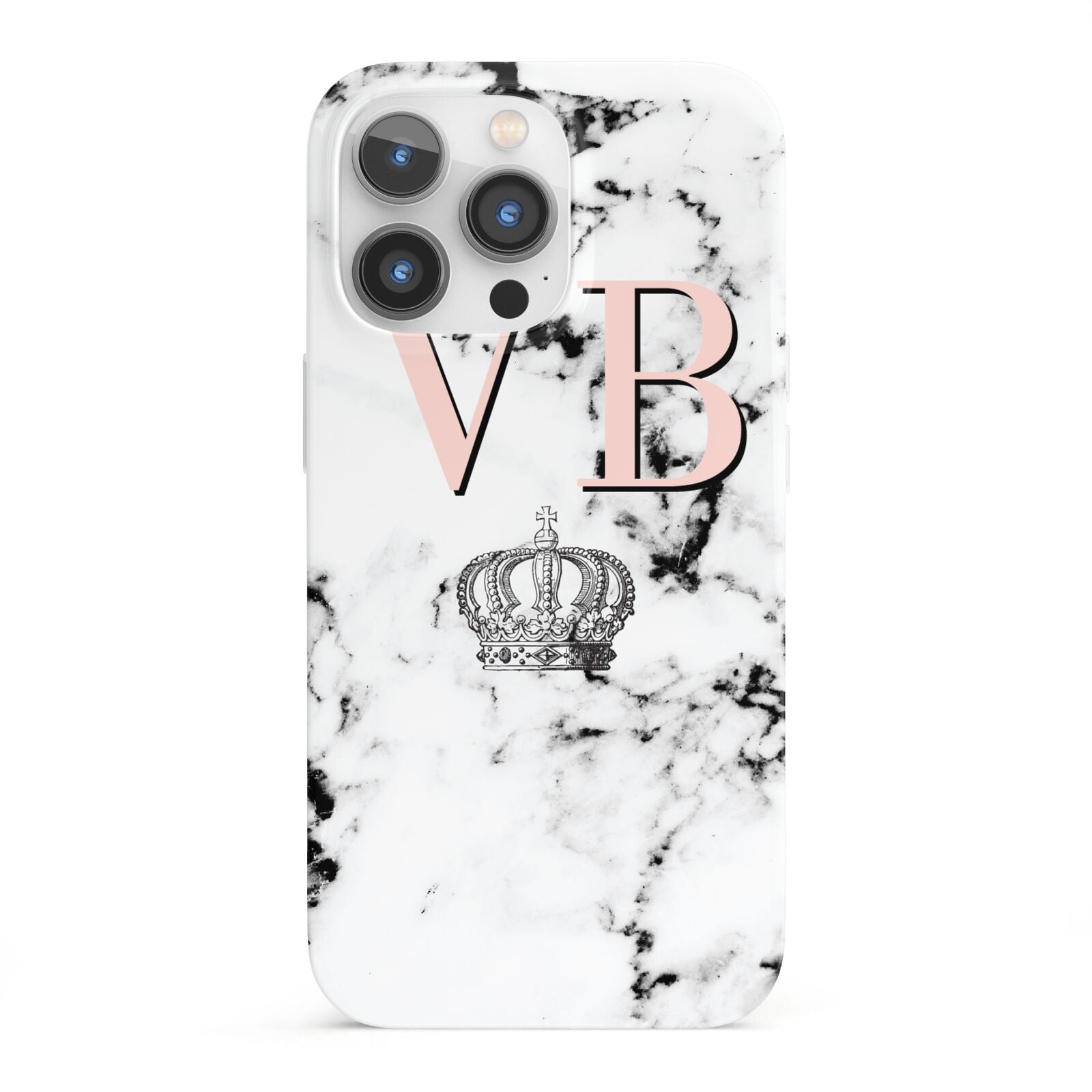 Personalised Coral Initials Marble Crown iPhone 13 Pro Full Wrap 3D Snap Case