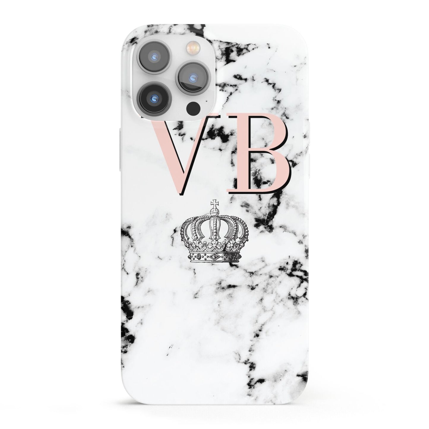 Personalised Coral Initials Marble Crown iPhone 13 Pro Max Full Wrap 3D Snap Case