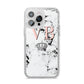 Personalised Coral Initials Marble Crown iPhone 14 Pro Max Glitter Tough Case Silver
