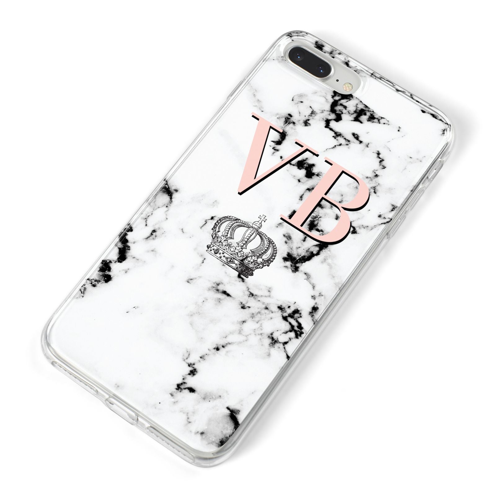 Personalised Coral Initials Marble Crown iPhone 8 Plus Bumper Case on Silver iPhone Alternative Image