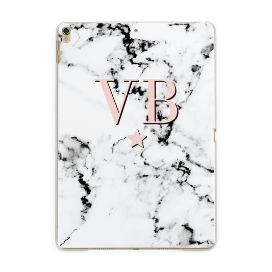 Personalised Coral Initials Star Marble Apple iPad Gold Case
