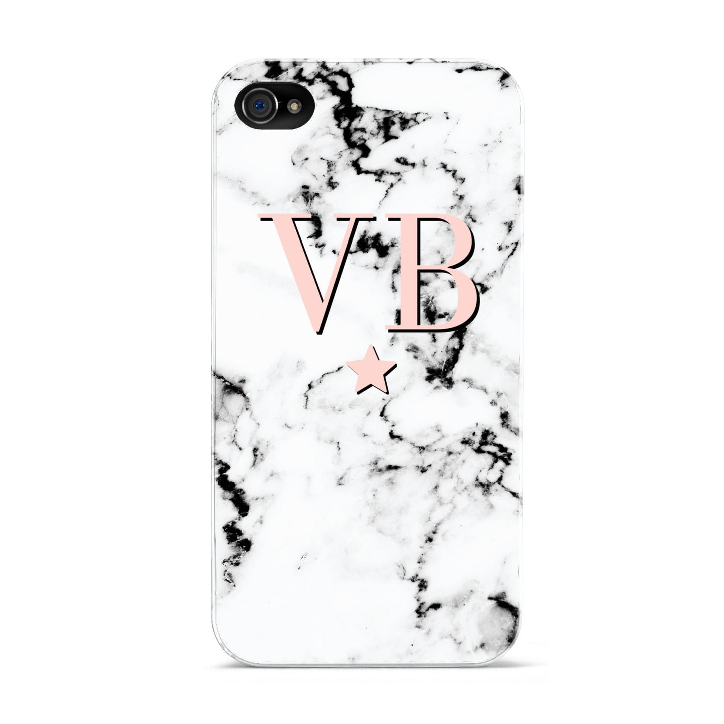 Personalised Coral Initials Star Marble Apple iPhone 4s Case