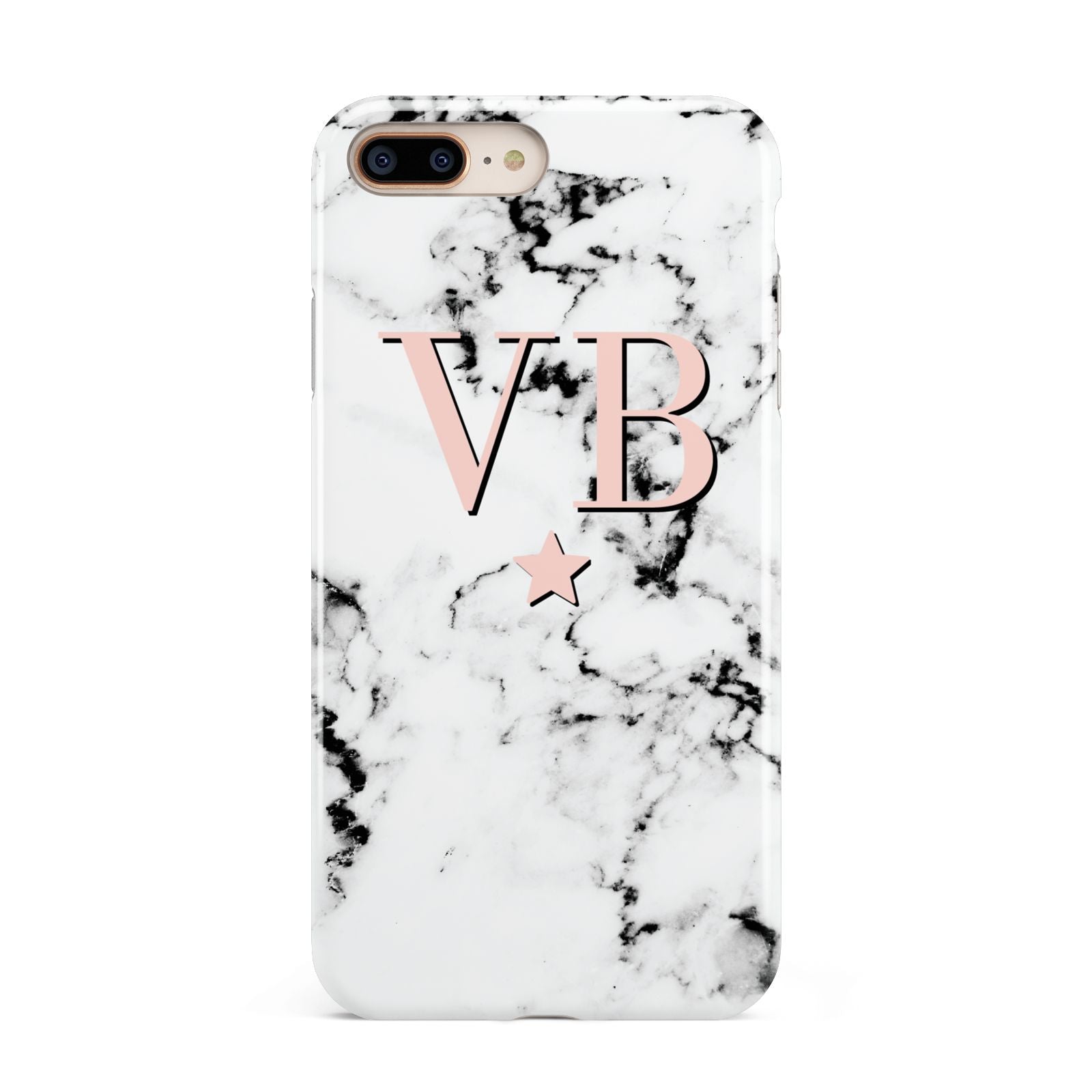 Personalised Coral Initials Star Marble Apple iPhone 7 8 Plus 3D Tough Case