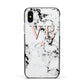 Personalised Coral Initials Star Marble Apple iPhone Xs Impact Case Black Edge on Silver Phone