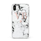 Personalised Coral Initials Star Marble Apple iPhone Xs Max Impact Case White Edge on Black Phone