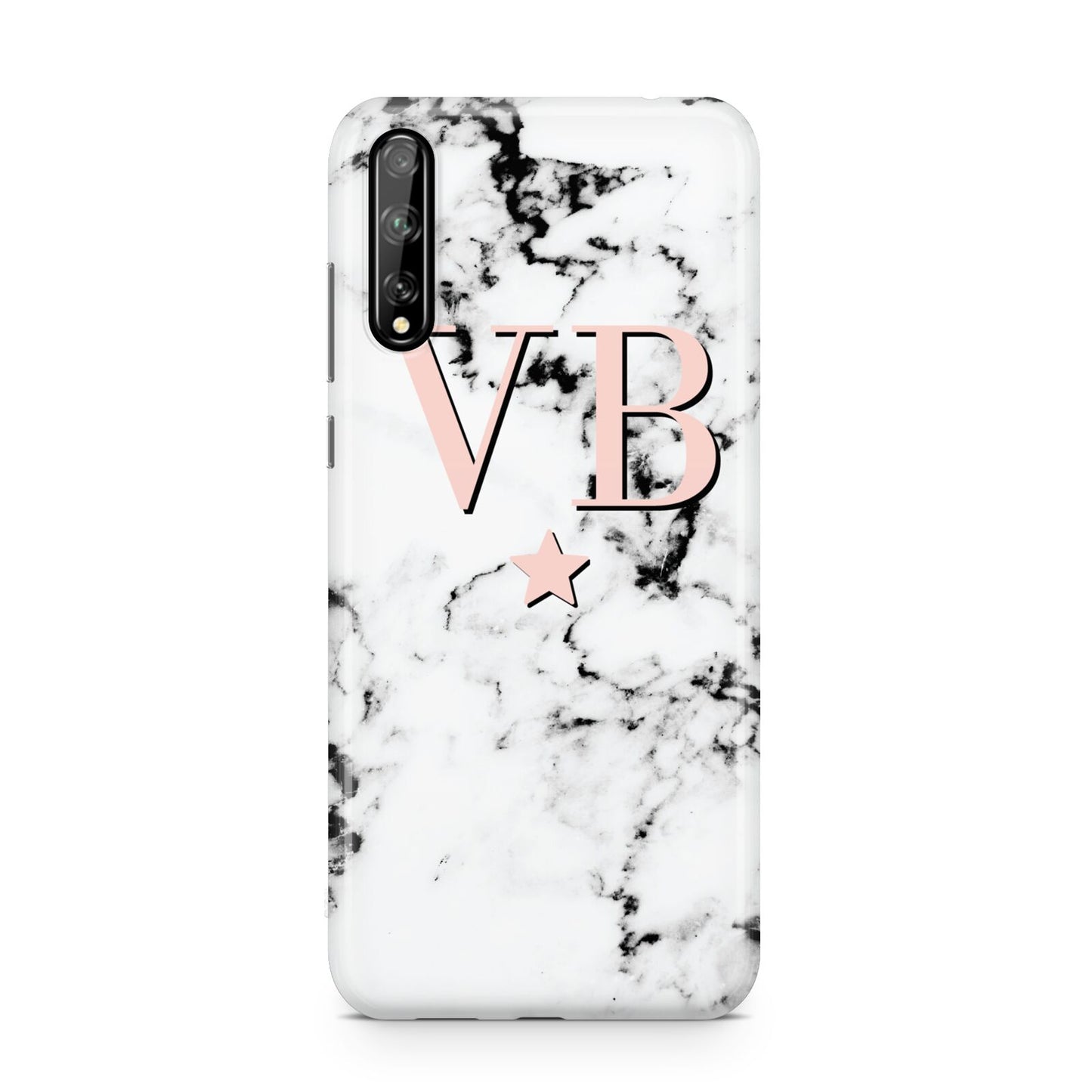 Personalised Coral Initials Star Marble Huawei Enjoy 10s Phone Case