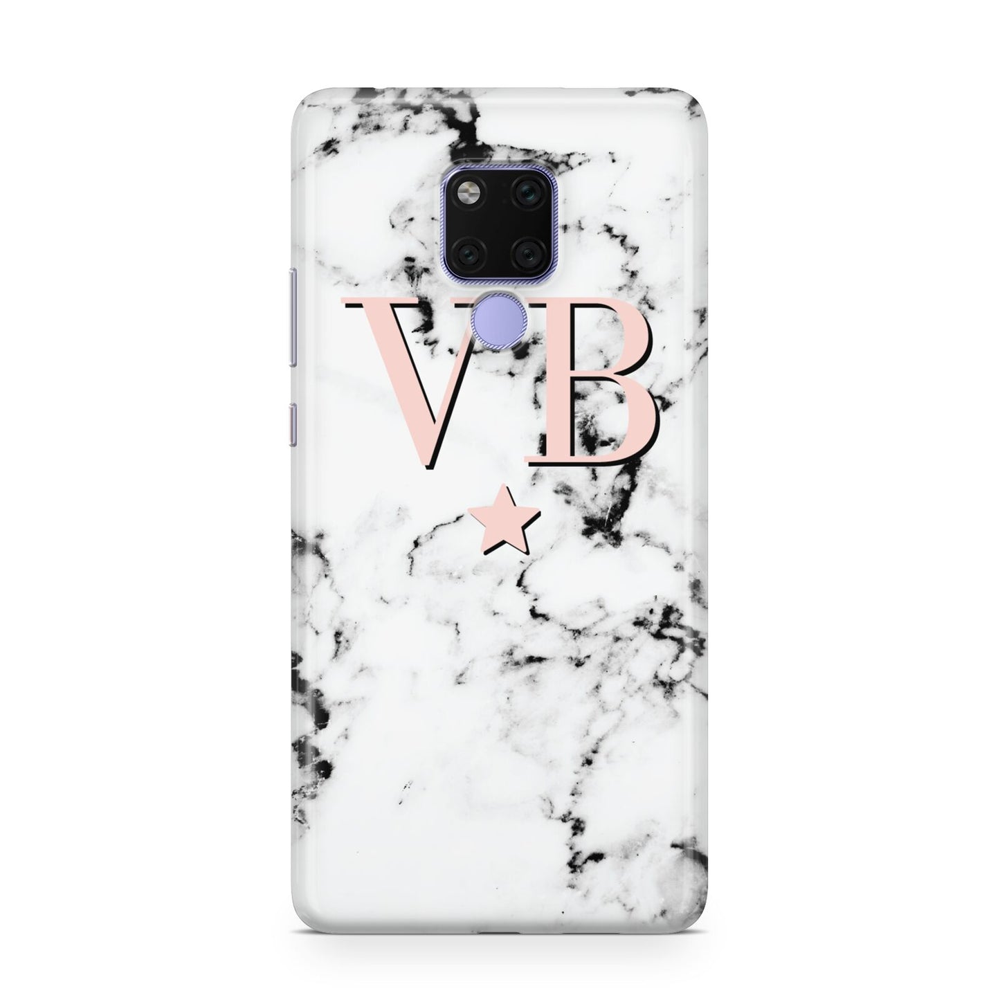 Personalised Coral Initials Star Marble Huawei Mate 20X Phone Case