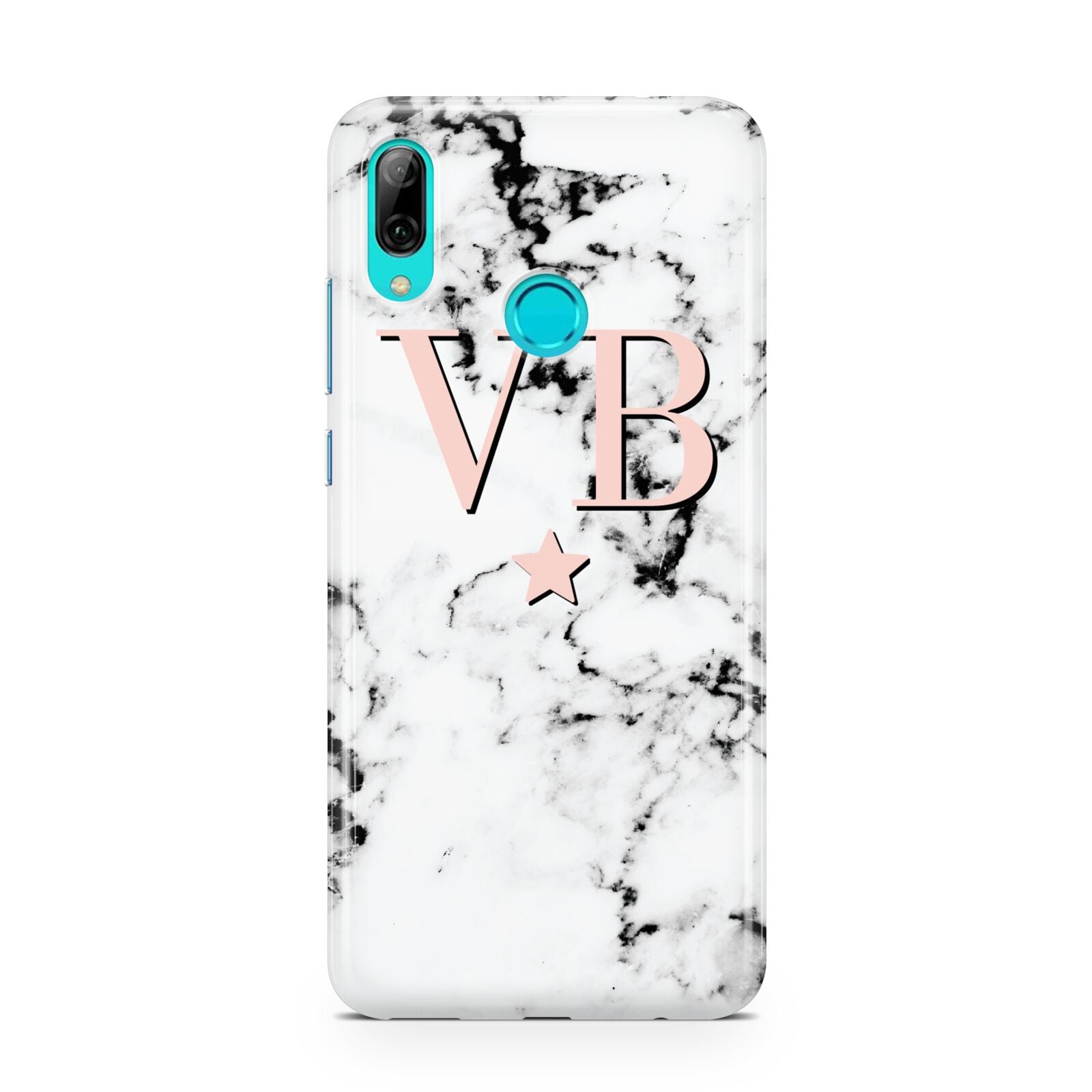 Personalised Coral Initials Star Marble Huawei P Smart 2019 Case