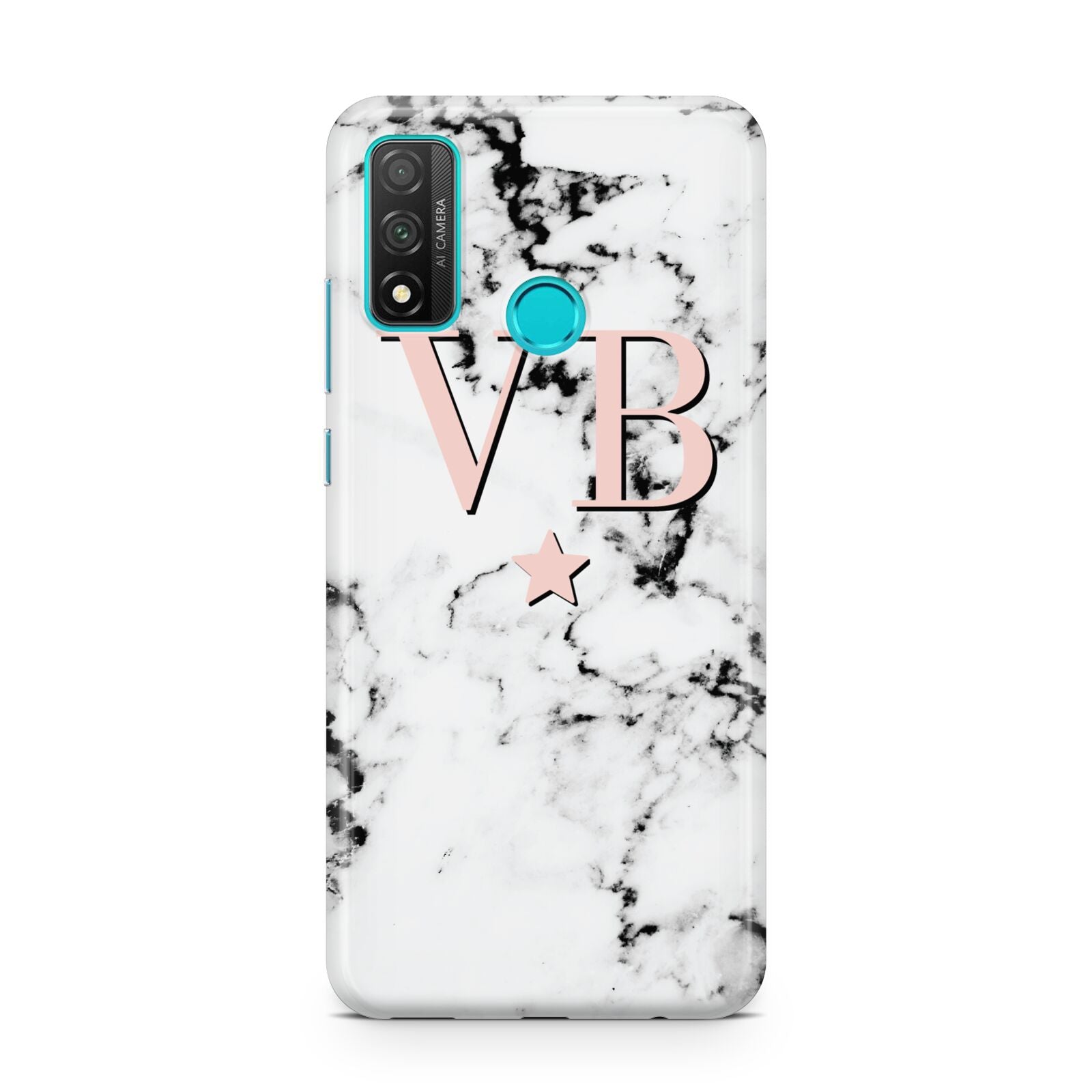 Personalised Coral Initials Star Marble Huawei P Smart 2020