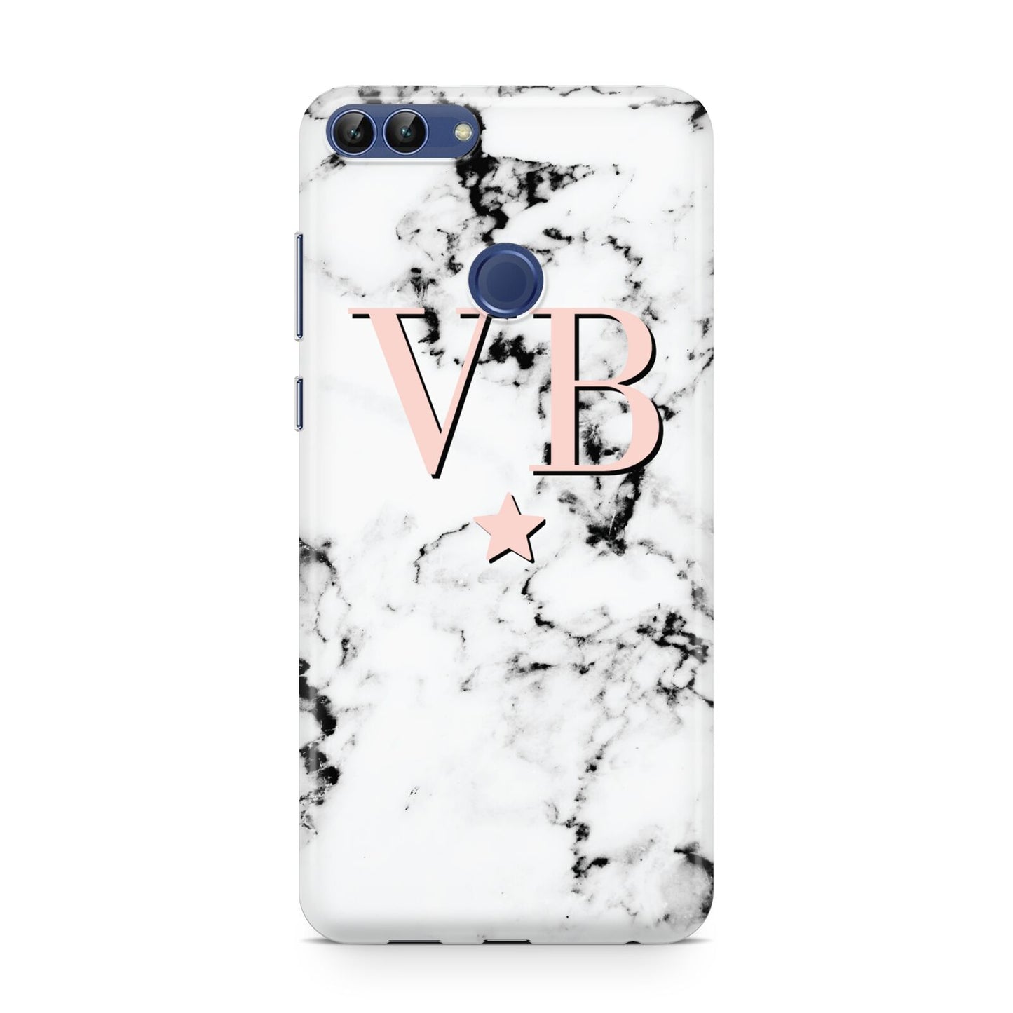 Personalised Coral Initials Star Marble Huawei P Smart Case