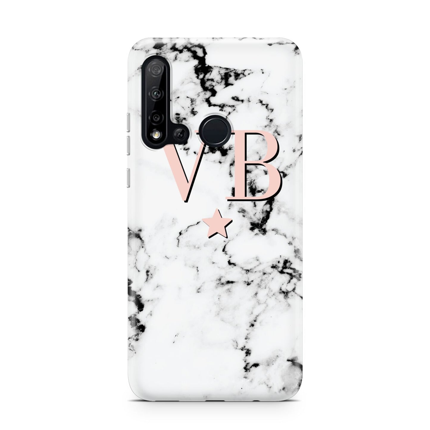 Personalised Coral Initials Star Marble Huawei P20 Lite 5G Phone Case