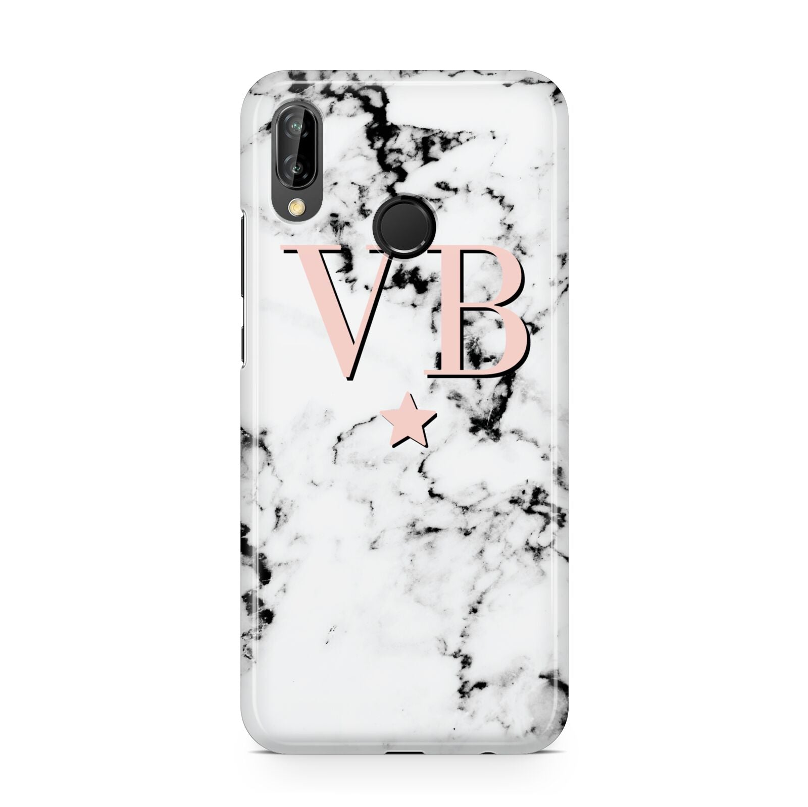 Personalised Coral Initials Star Marble Huawei P20 Lite Phone Case