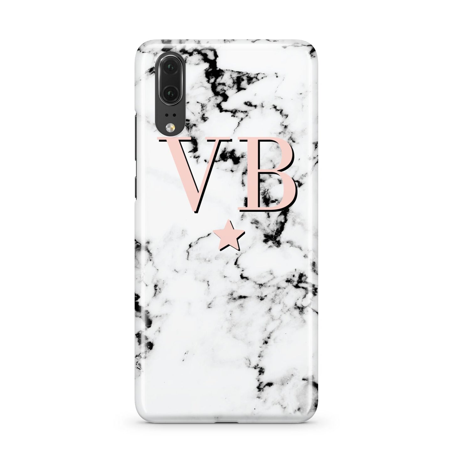 Personalised Coral Initials Star Marble Huawei P20 Phone Case