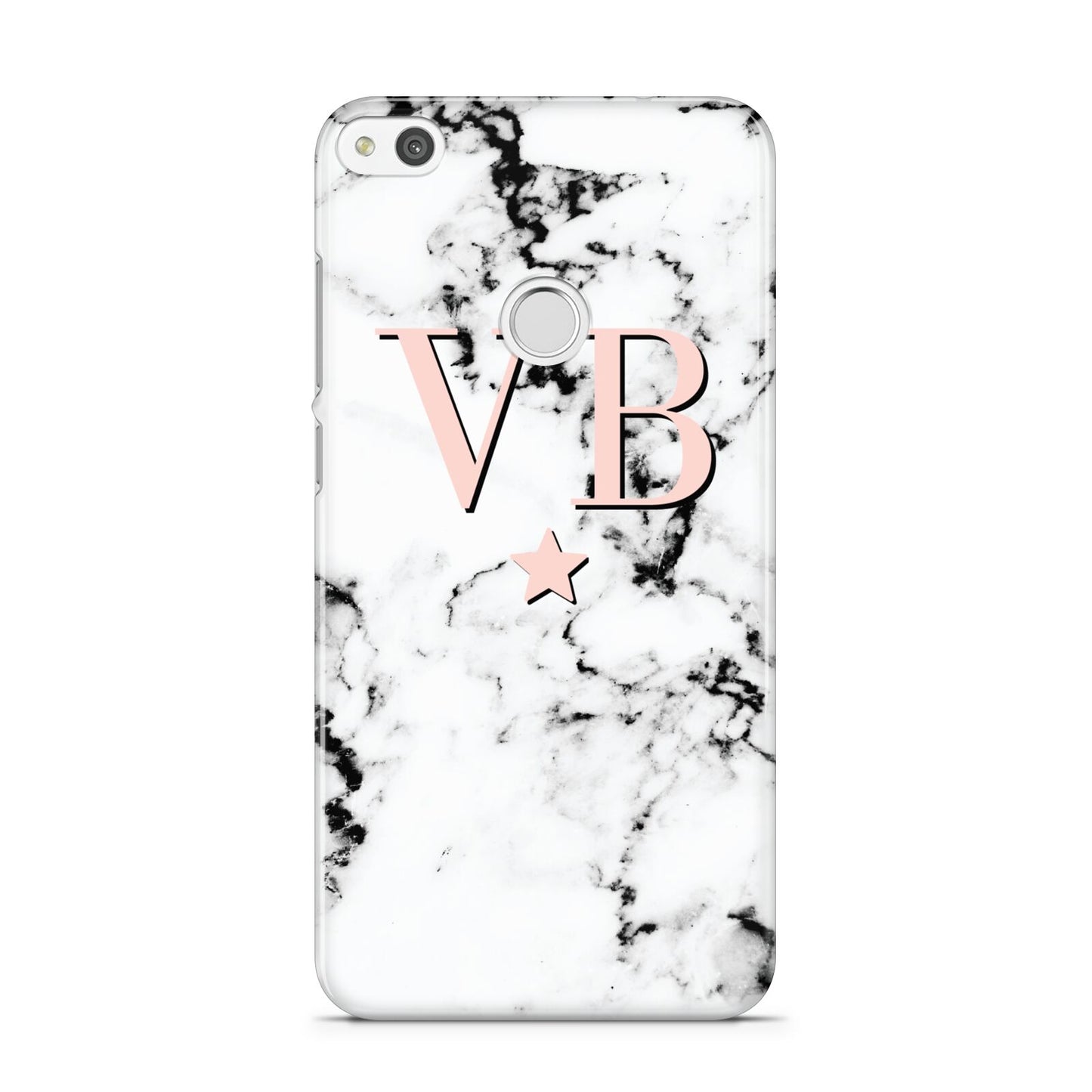 Personalised Coral Initials Star Marble Huawei P8 Lite Case