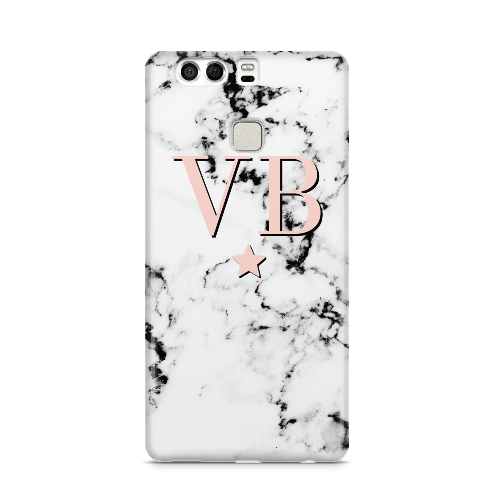 Personalised Coral Initials Star Marble Huawei P9 Case