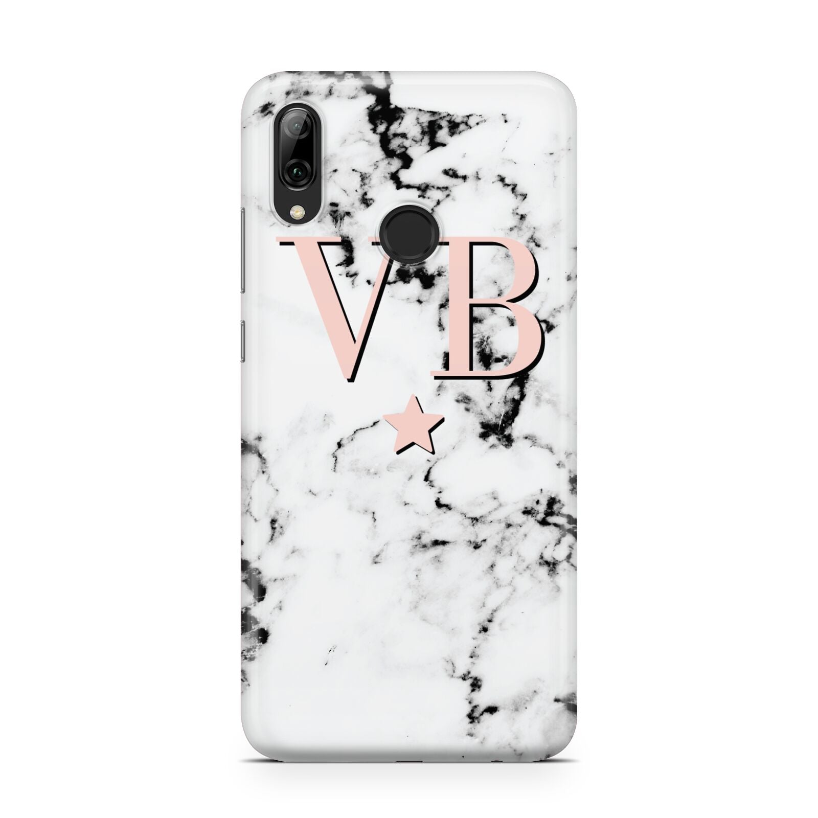 Personalised Coral Initials Star Marble Huawei Y7 2019