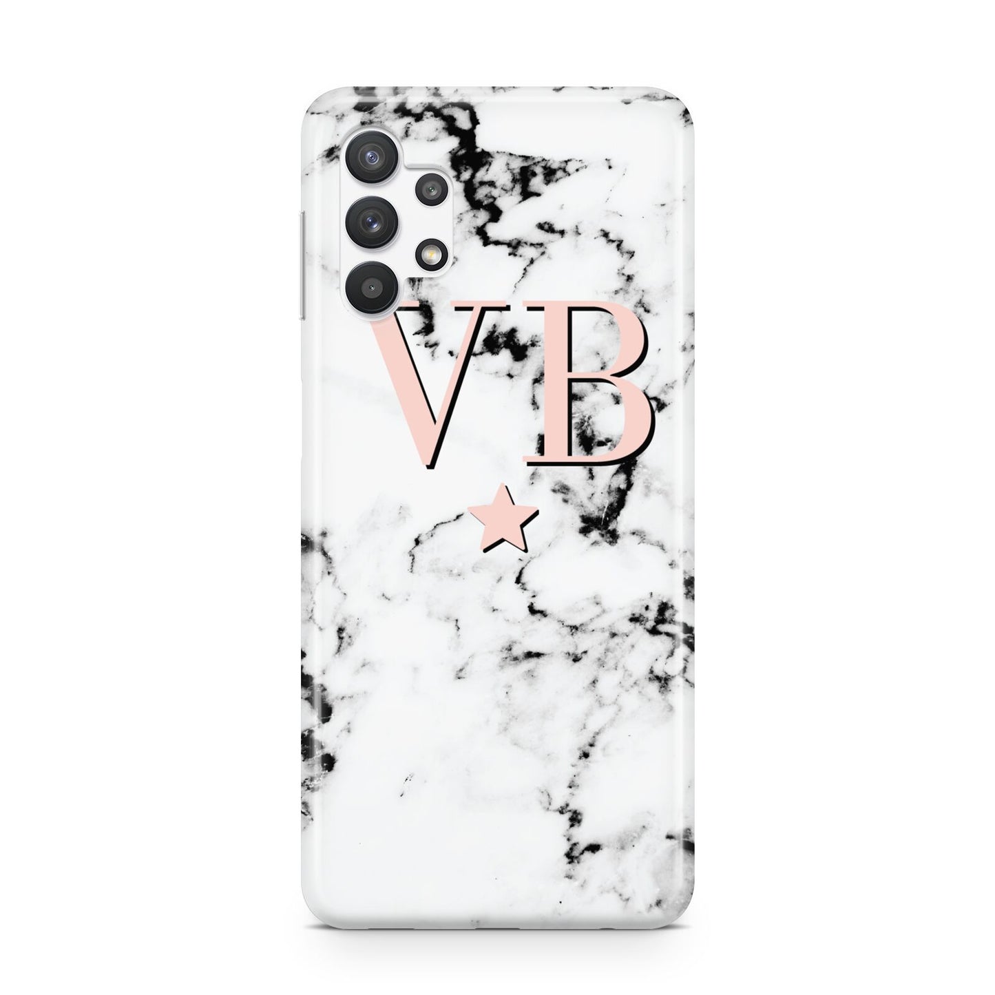 Personalised Coral Initials Star Marble Samsung A32 5G Case