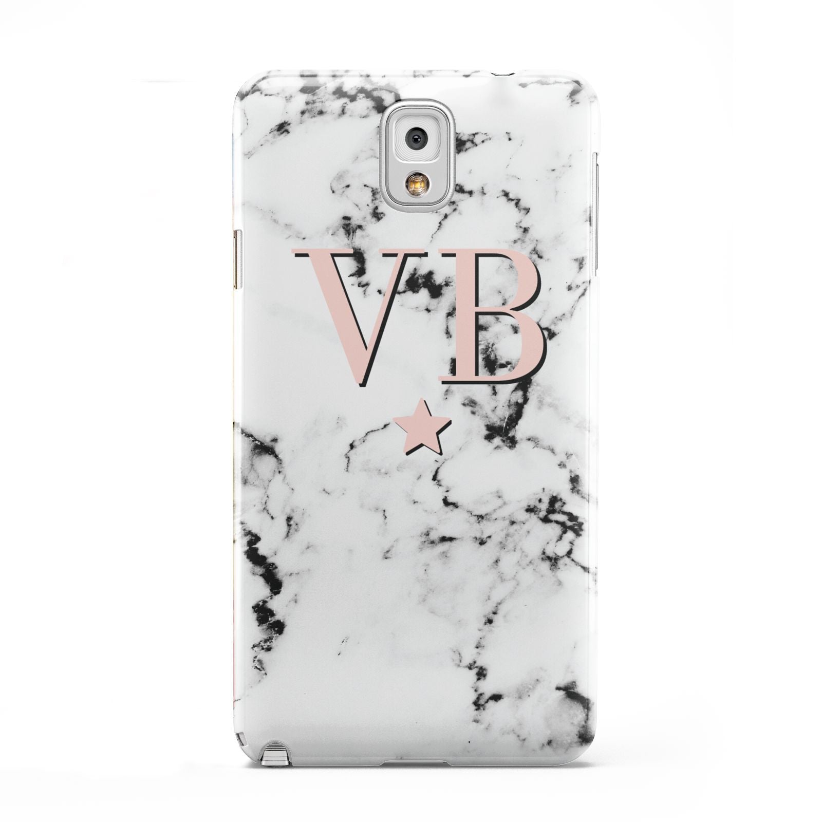 Personalised Coral Initials Star Marble Samsung Galaxy Note 3 Case