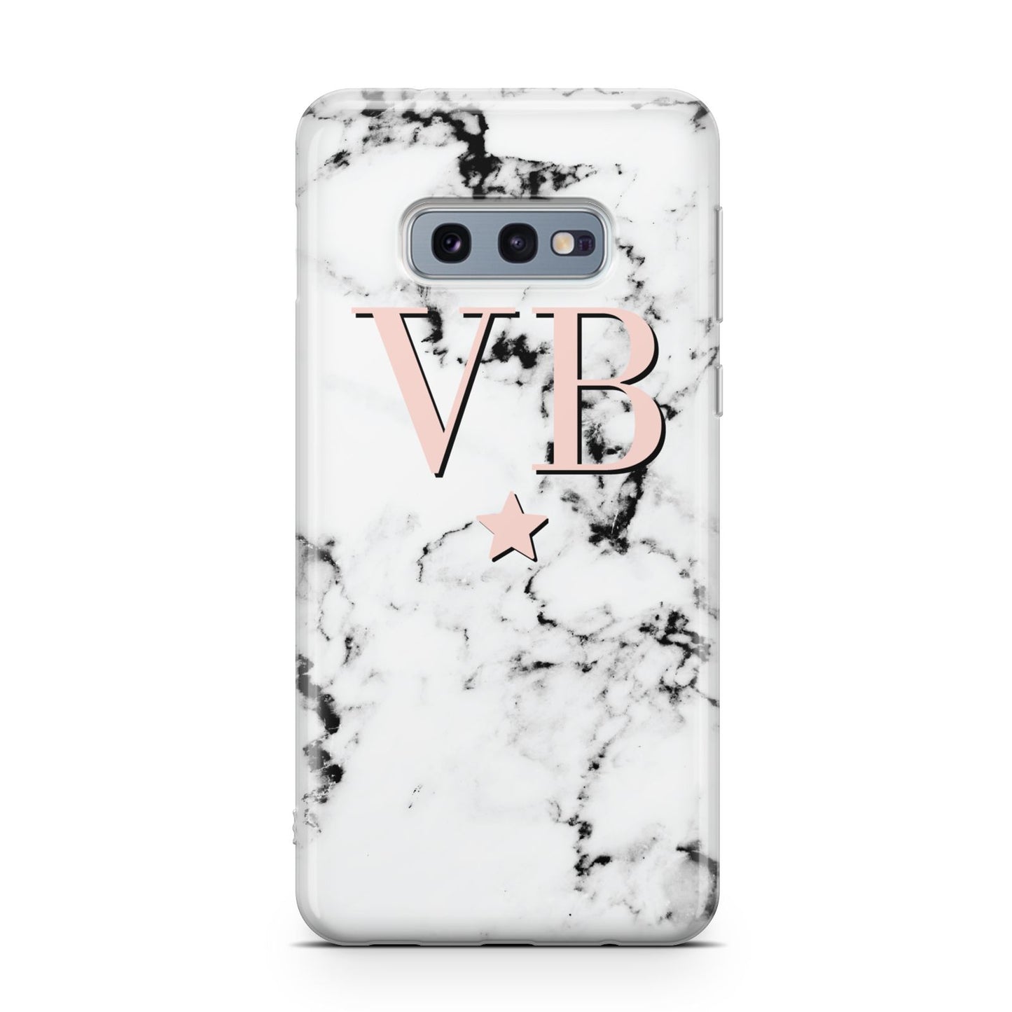 Personalised Coral Initials Star Marble Samsung Galaxy S10E Case