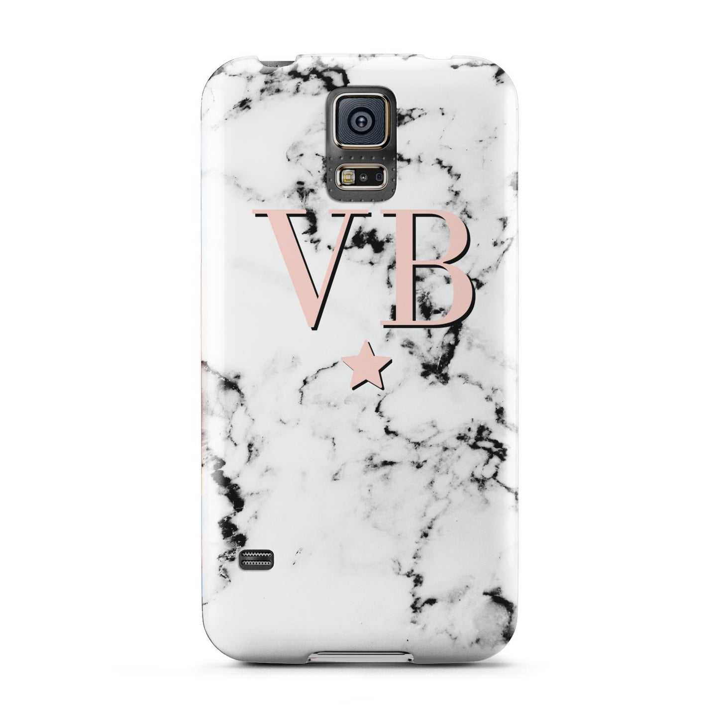 Personalised Coral Initials Star Marble Samsung Galaxy S5 Case