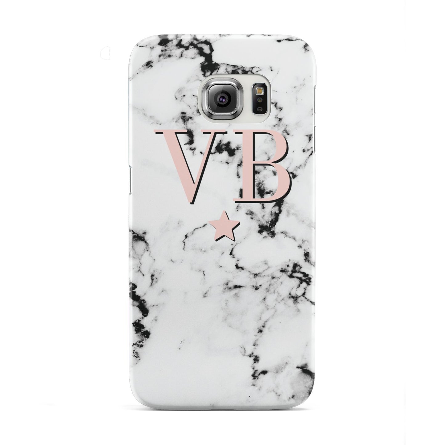 Personalised Coral Initials Star Marble Samsung Galaxy S6 Edge Case