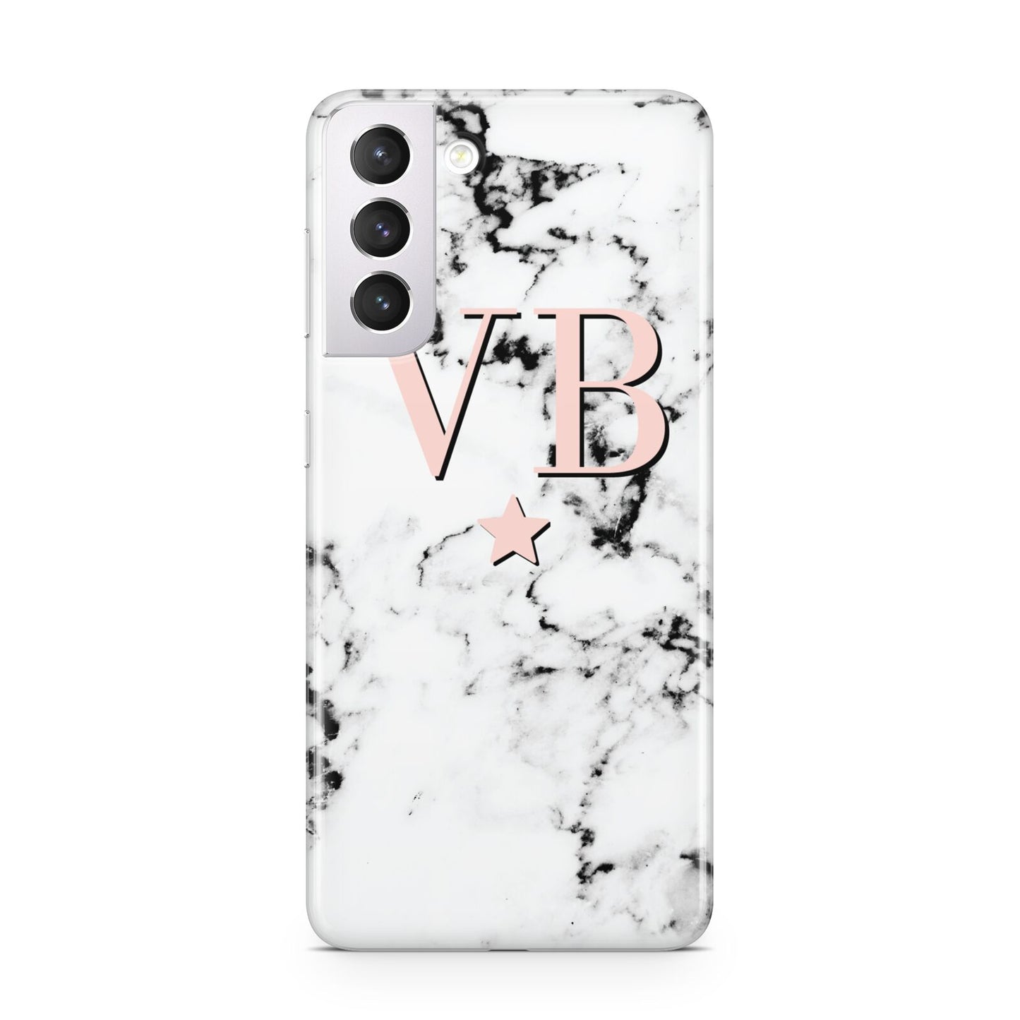 Personalised Coral Initials Star Marble Samsung S21 Case