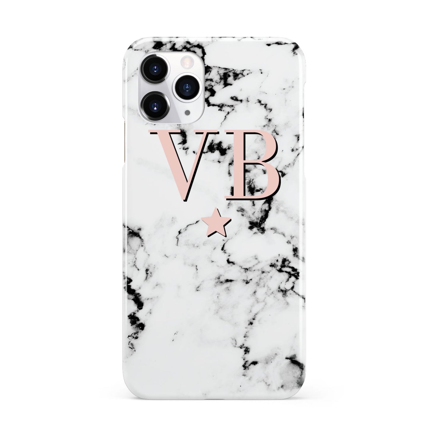 Personalised Coral Initials Star Marble iPhone 11 Pro 3D Snap Case