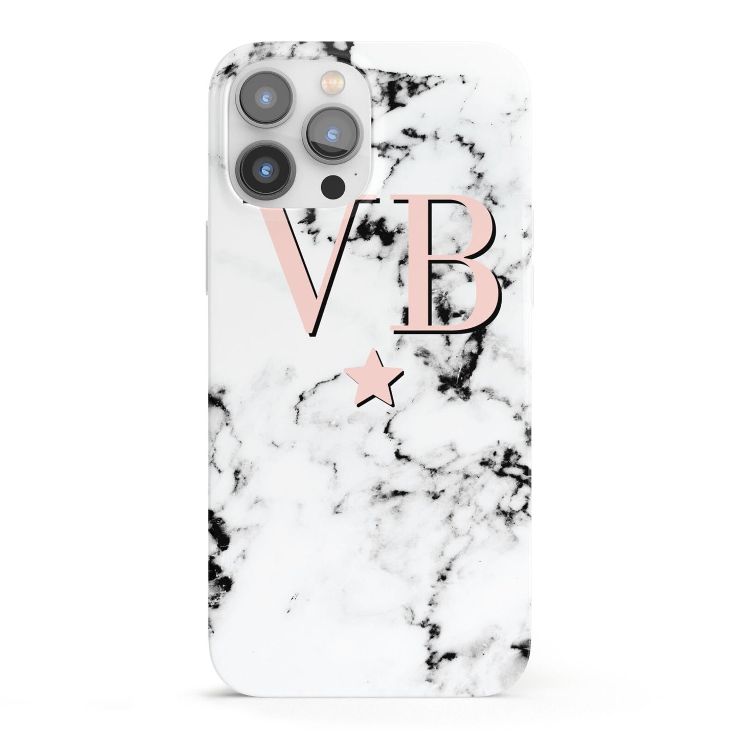 Personalised Coral Initials Star Marble iPhone 13 Pro Max Full Wrap 3D Snap Case