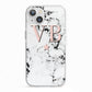 Personalised Coral Initials Star Marble iPhone 13 TPU Impact Case with White Edges