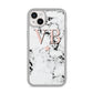Personalised Coral Initials Star Marble iPhone 14 Plus Clear Tough Case Starlight