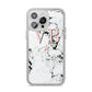Personalised Coral Initials Star Marble iPhone 14 Pro Max Clear Tough Case Silver