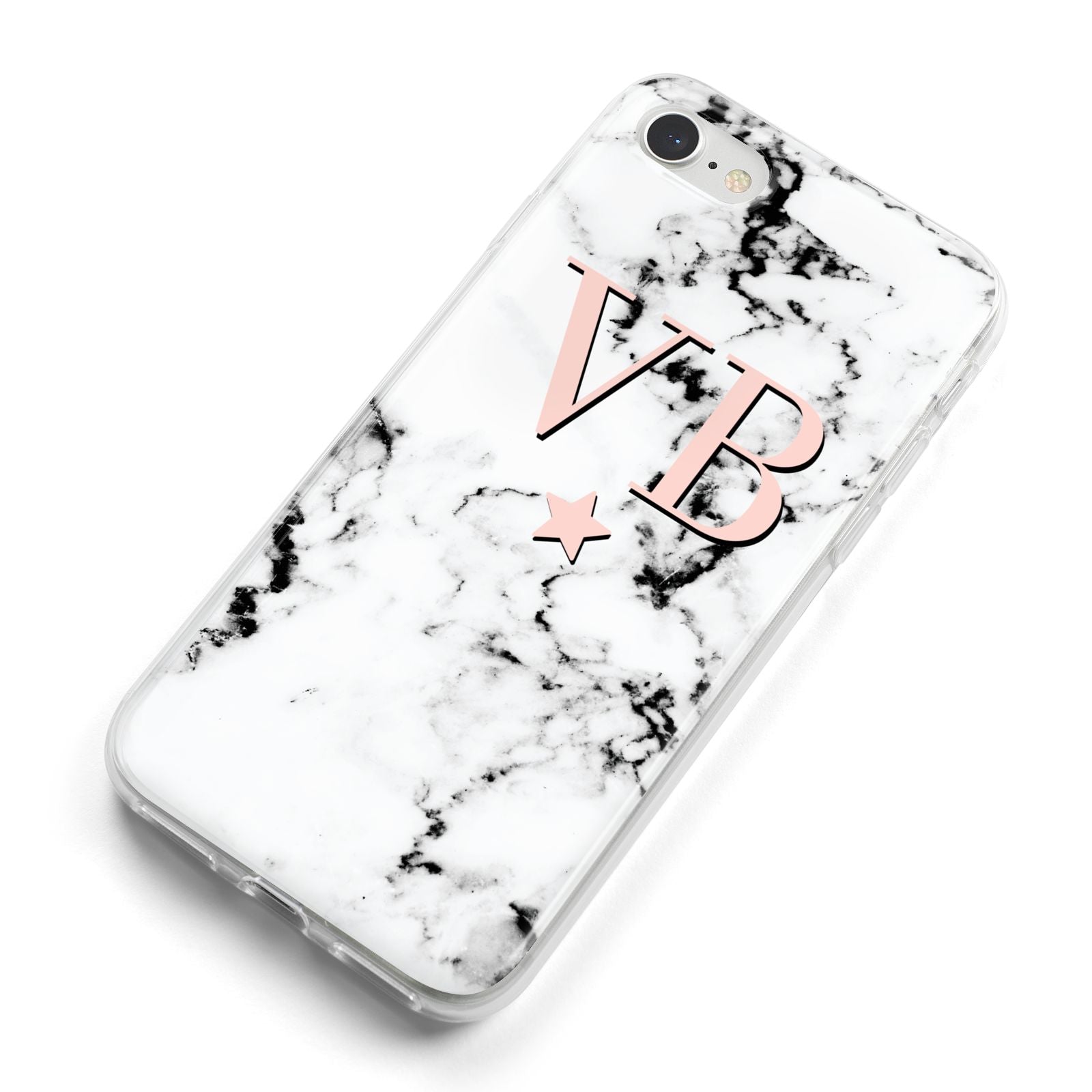 Personalised Coral Initials Star Marble iPhone 8 Bumper Case on Silver iPhone Alternative Image