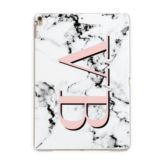 Personalised Coral Malble Initials Apple iPad Gold Case