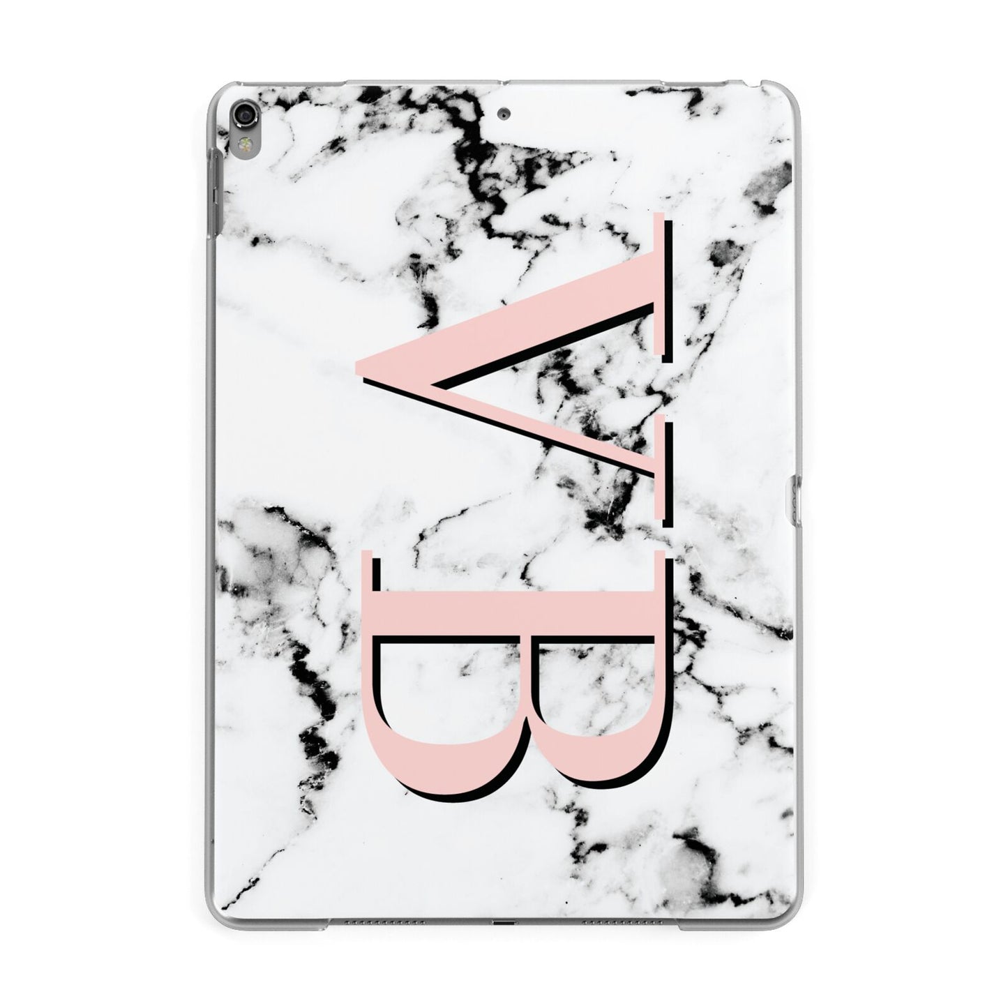 Personalised Coral Malble Initials Apple iPad Grey Case