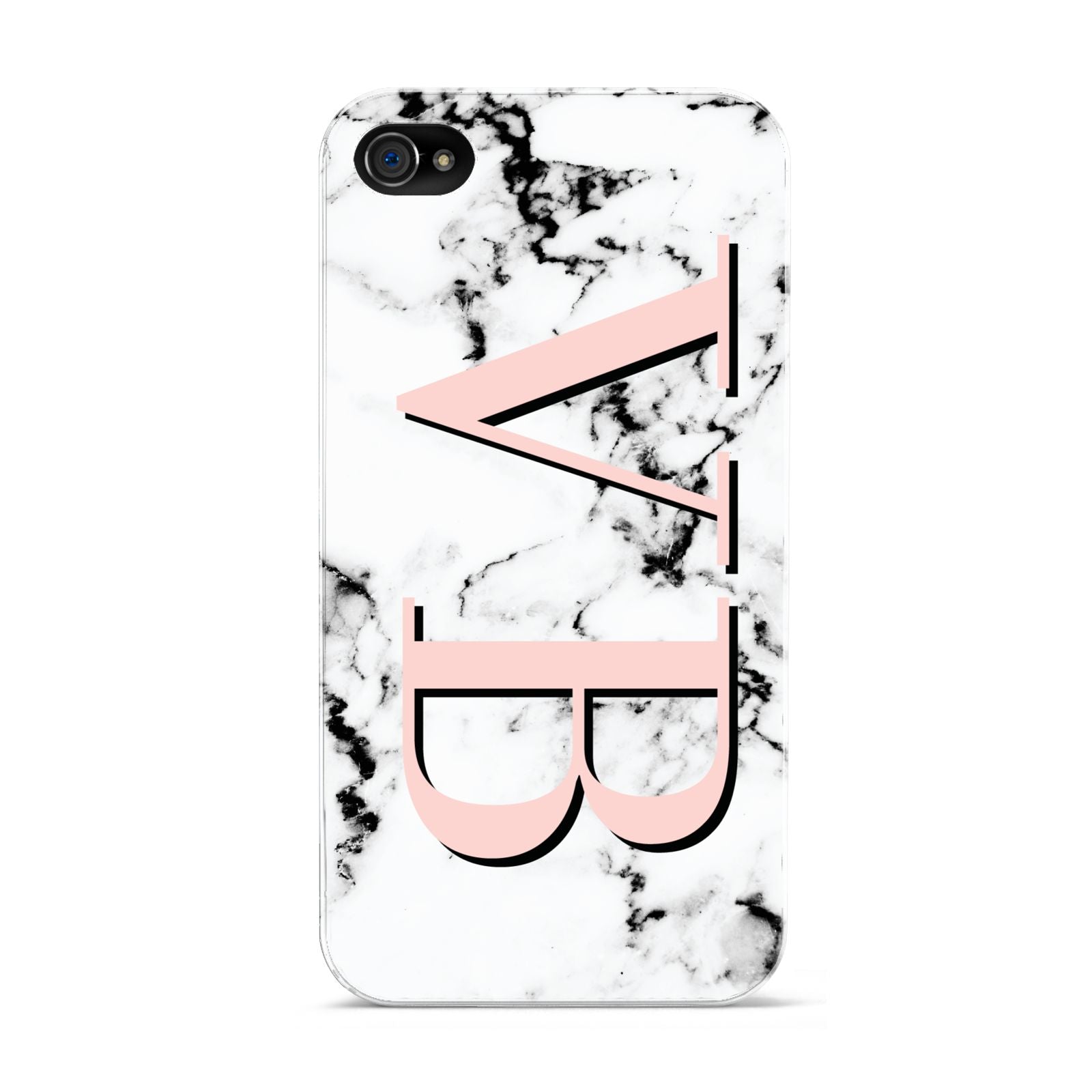 Personalised Coral Malble Initials Apple iPhone 4s Case