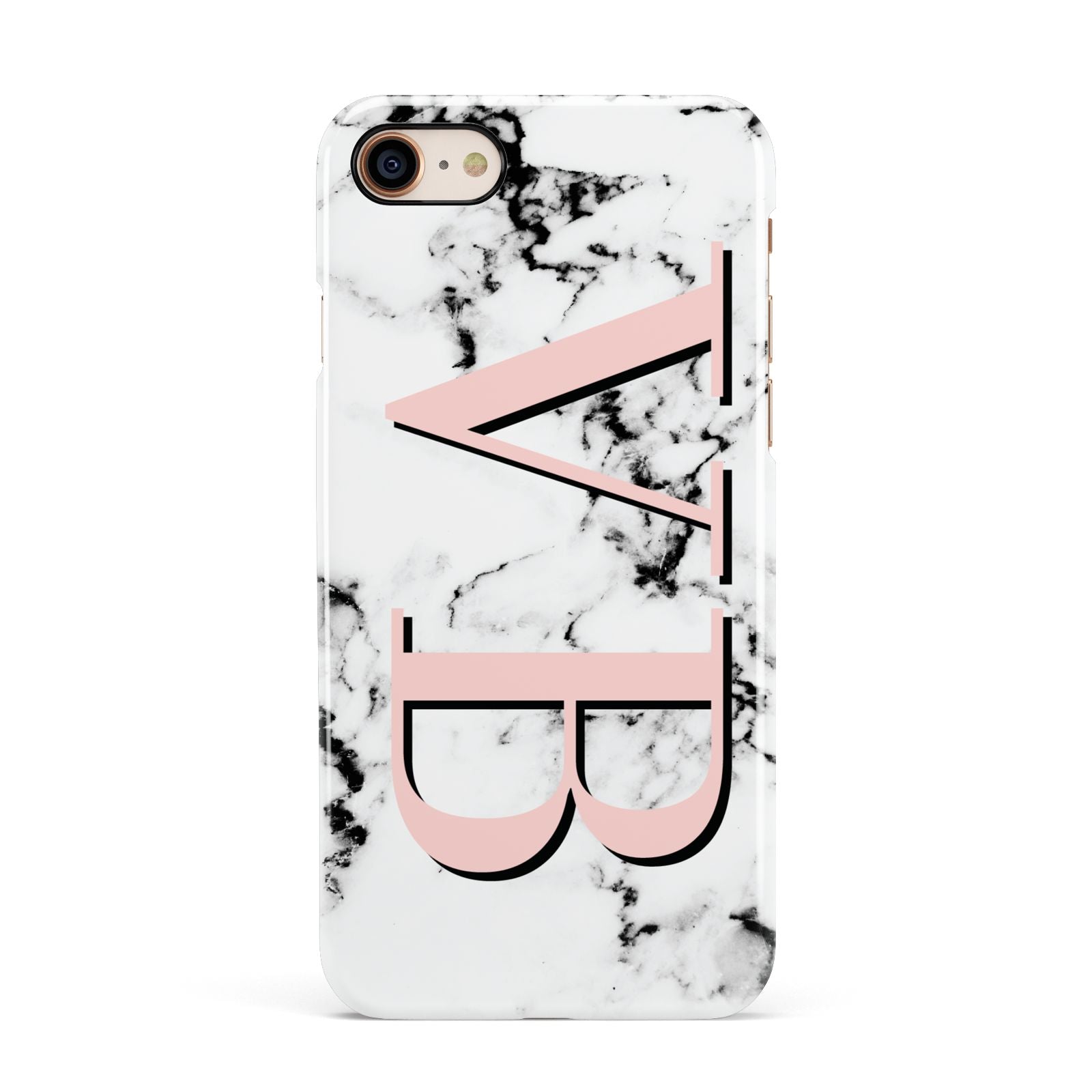 Personalised Coral Malble Initials Apple iPhone 7 8 3D Snap Case