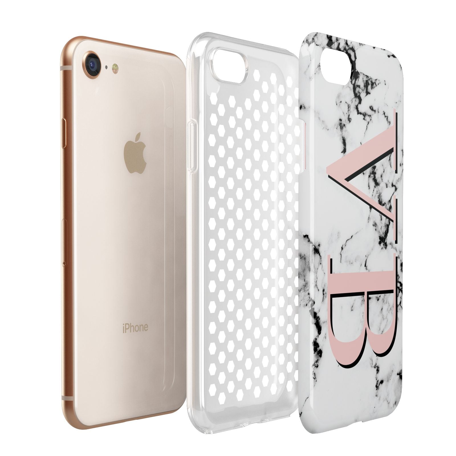 Personalised Coral Malble Initials Apple iPhone 7 8 3D Tough Case Expanded View