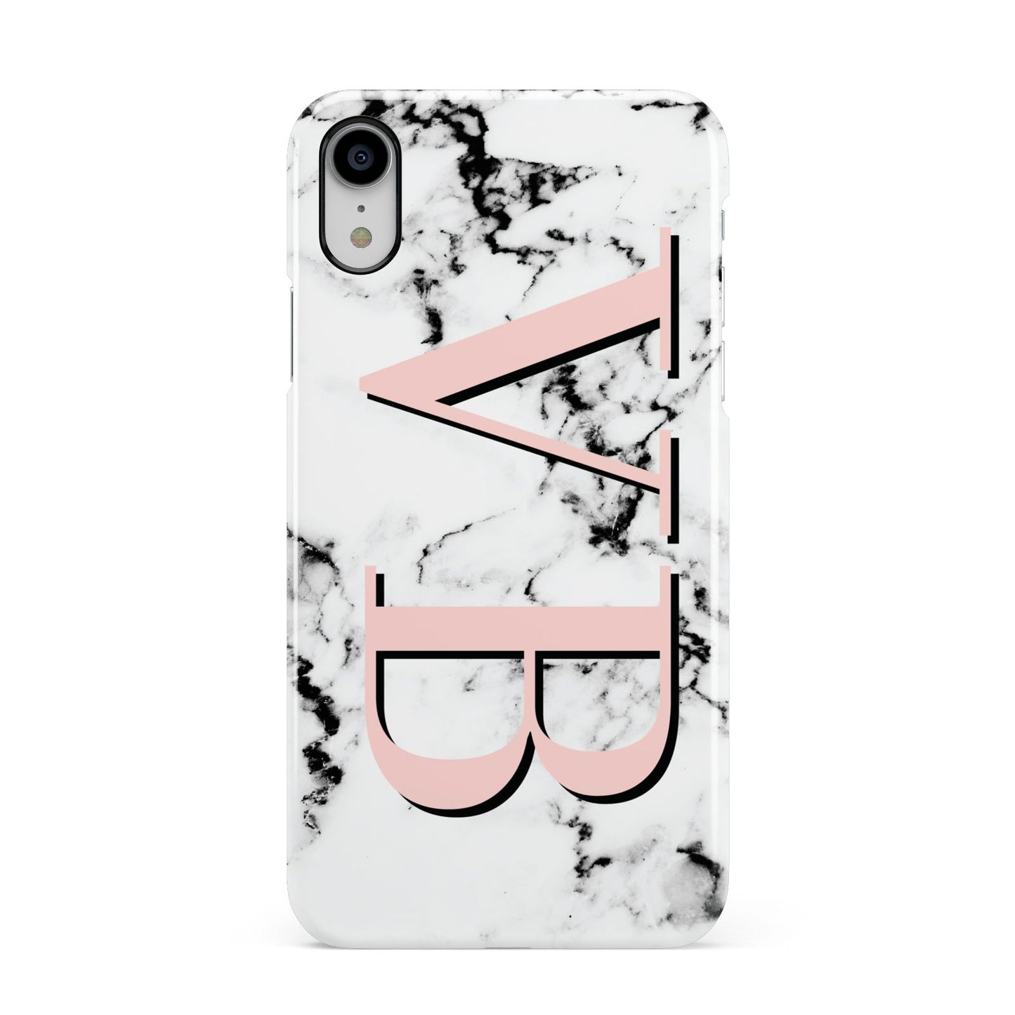 Personalised Coral Malble Initials Apple iPhone XR White 3D Snap Case