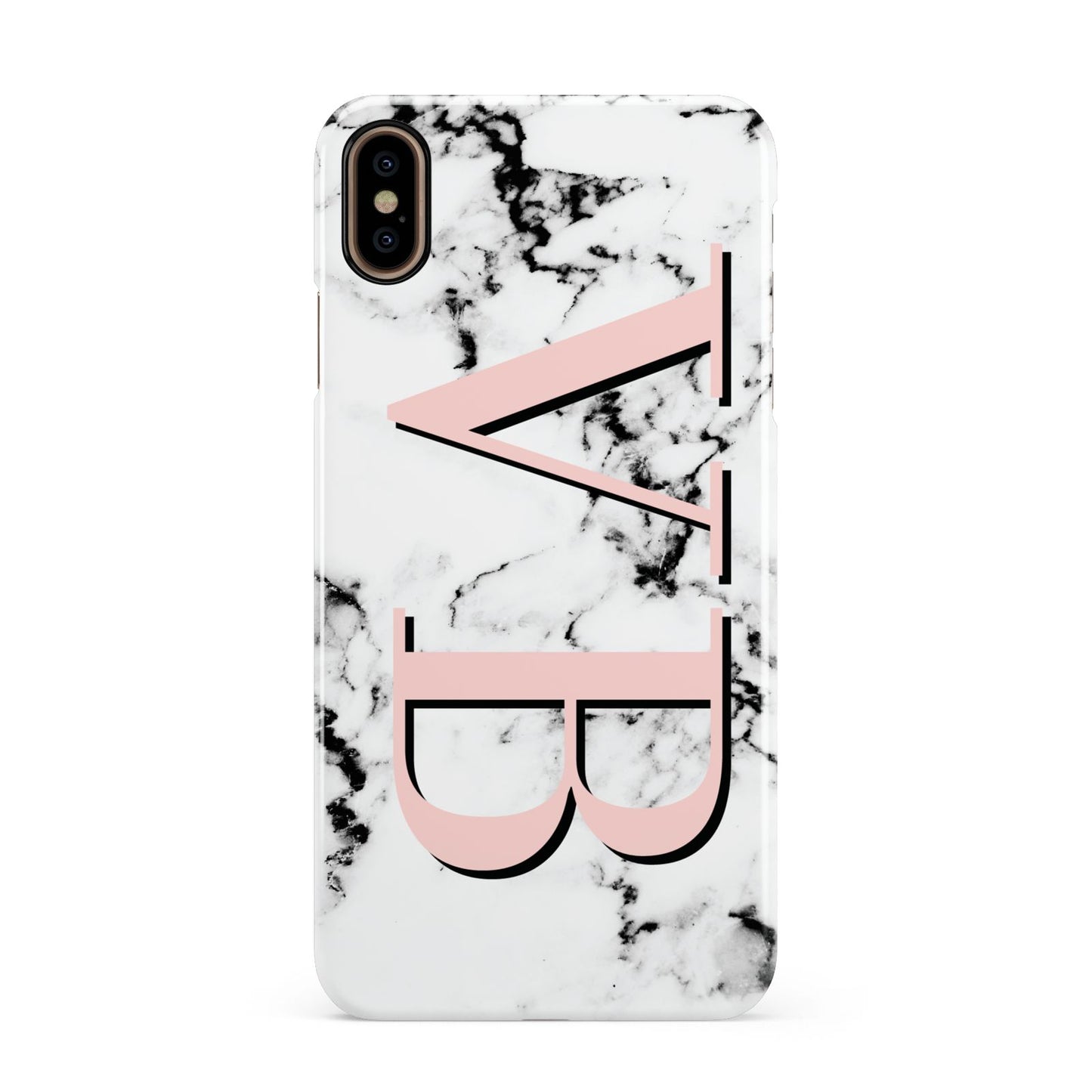 Personalised Coral Malble Initials Apple iPhone Xs Max 3D Snap Case