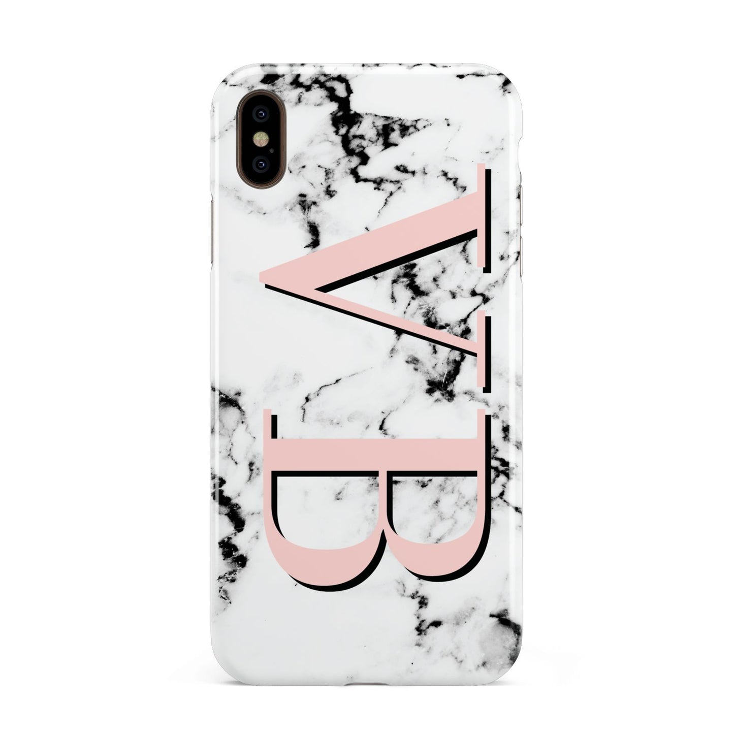 Personalised Coral Malble Initials Apple iPhone Xs Max 3D Tough Case