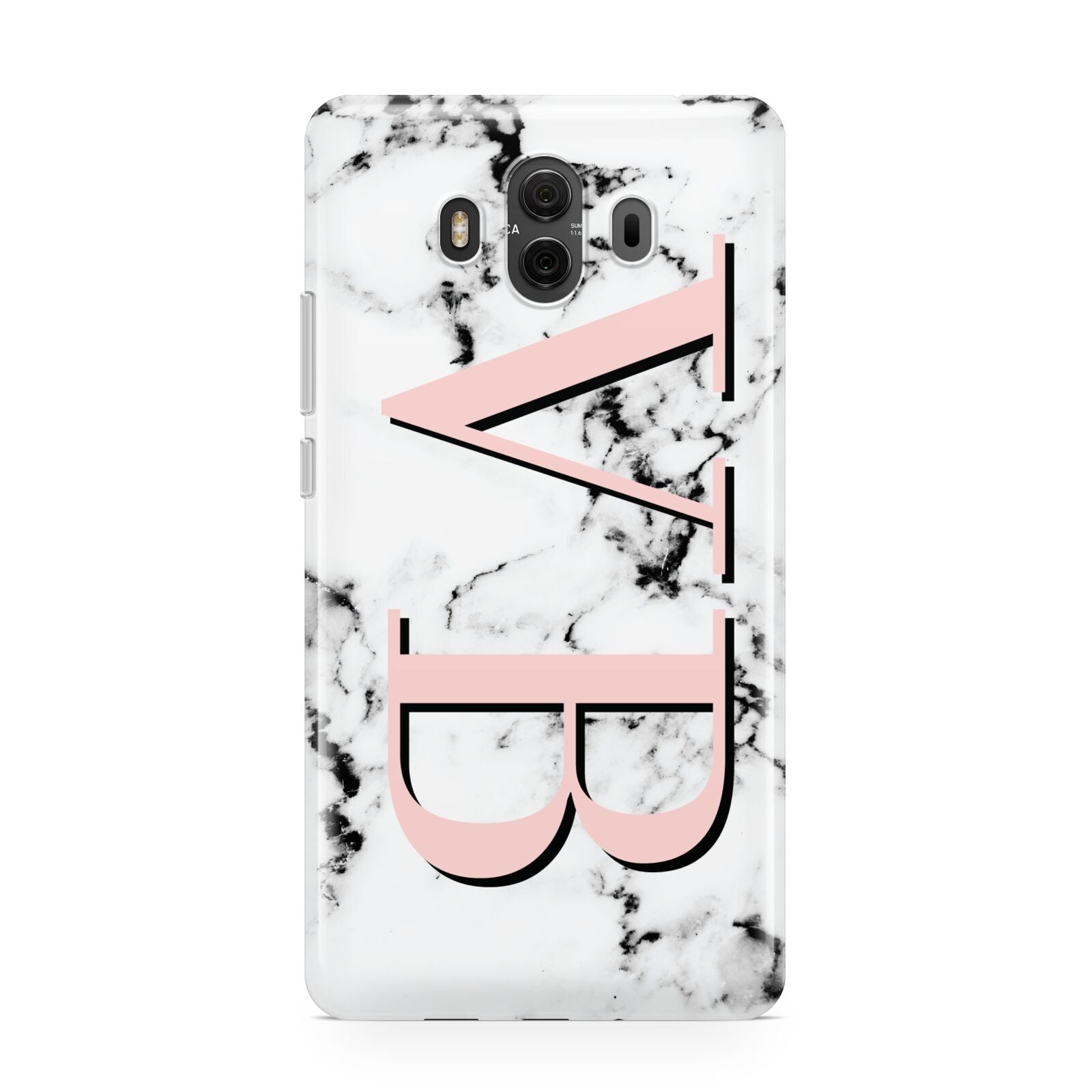 Personalised Coral Malble Initials Huawei Mate 10 Protective Phone Case