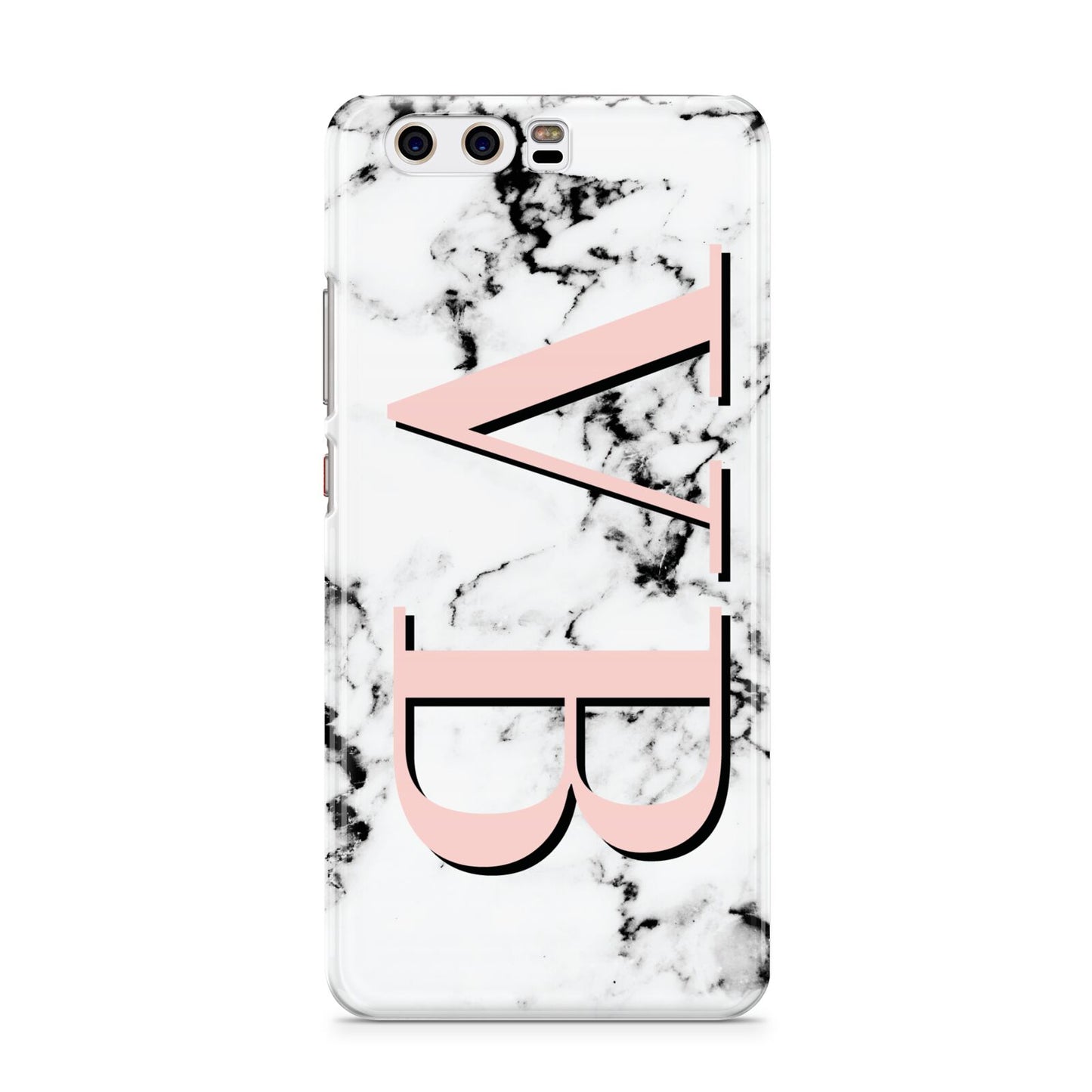 Personalised Coral Malble Initials Huawei P10 Phone Case