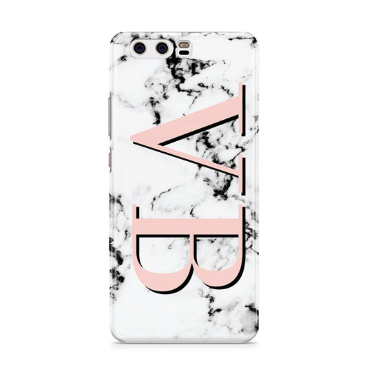 Personalised Coral Malble Initials Huawei P10 Phone Case