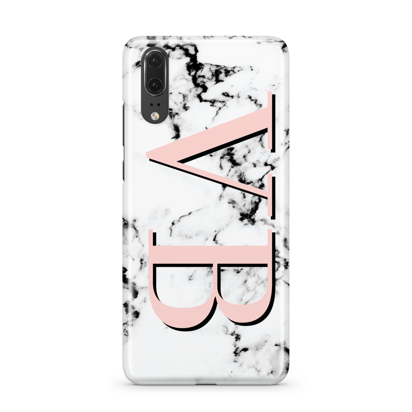Personalised Coral Malble Initials Huawei P20 Phone Case