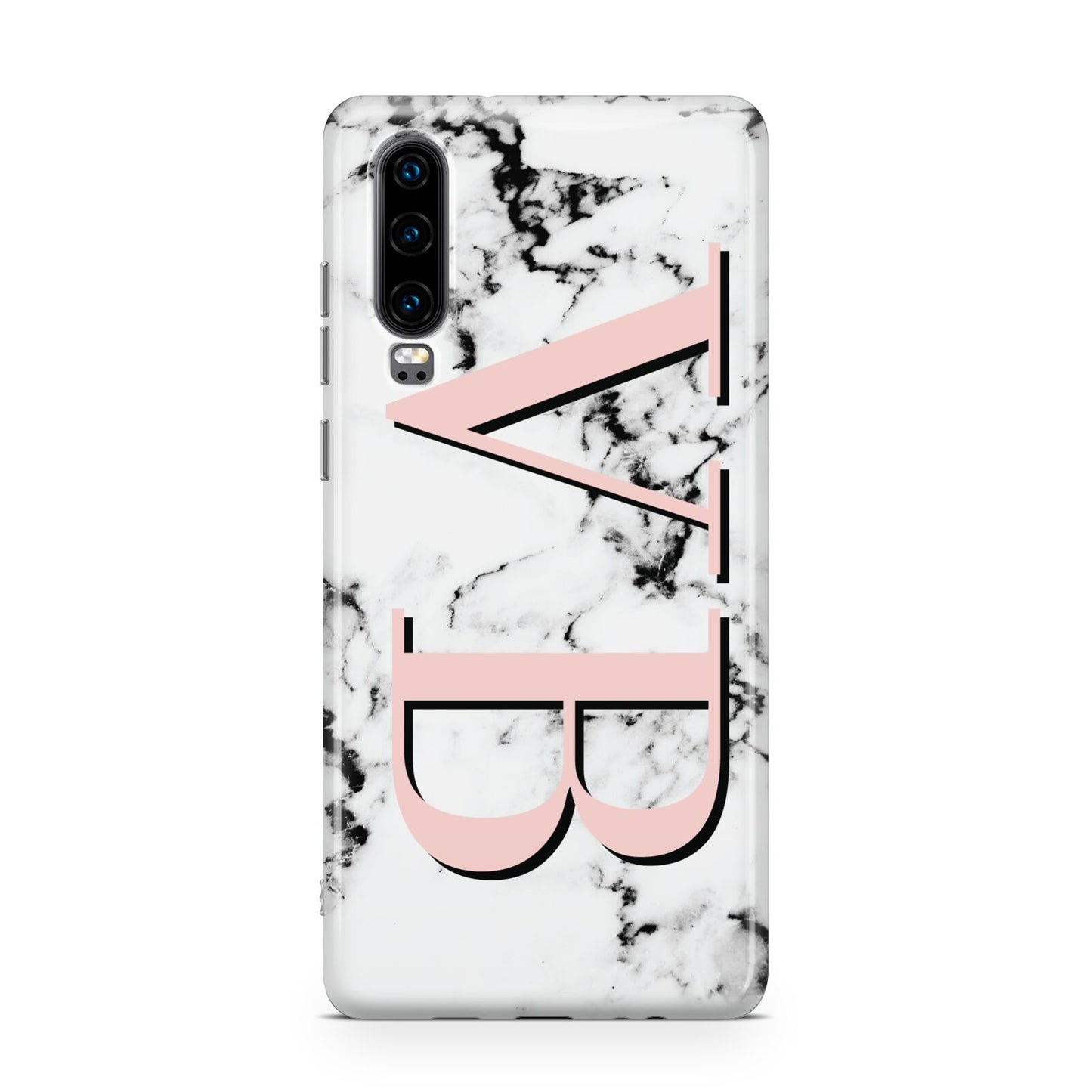 Personalised Coral Malble Initials Huawei P30 Phone Case