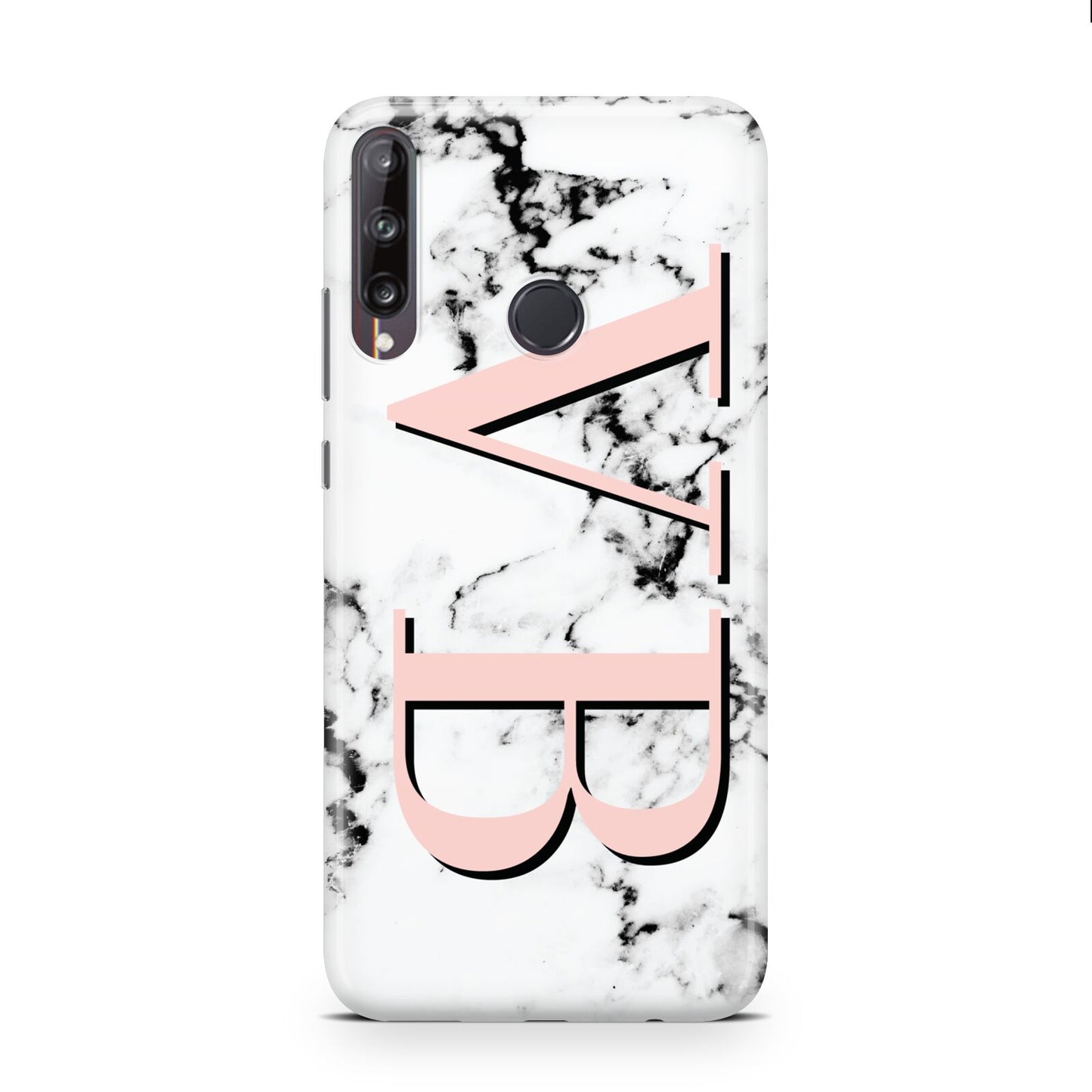 Personalised Coral Malble Initials Huawei P40 Lite E Phone Case
