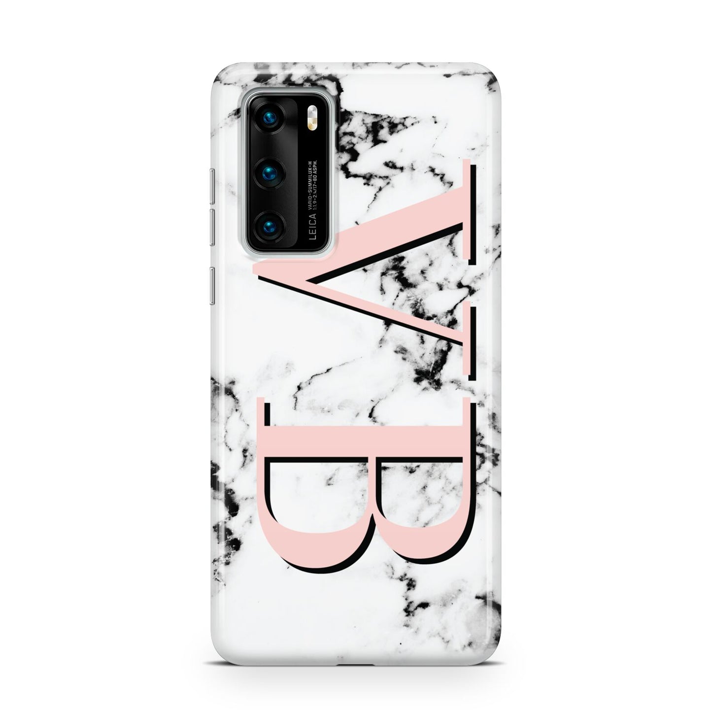 Personalised Coral Malble Initials Huawei P40 Phone Case