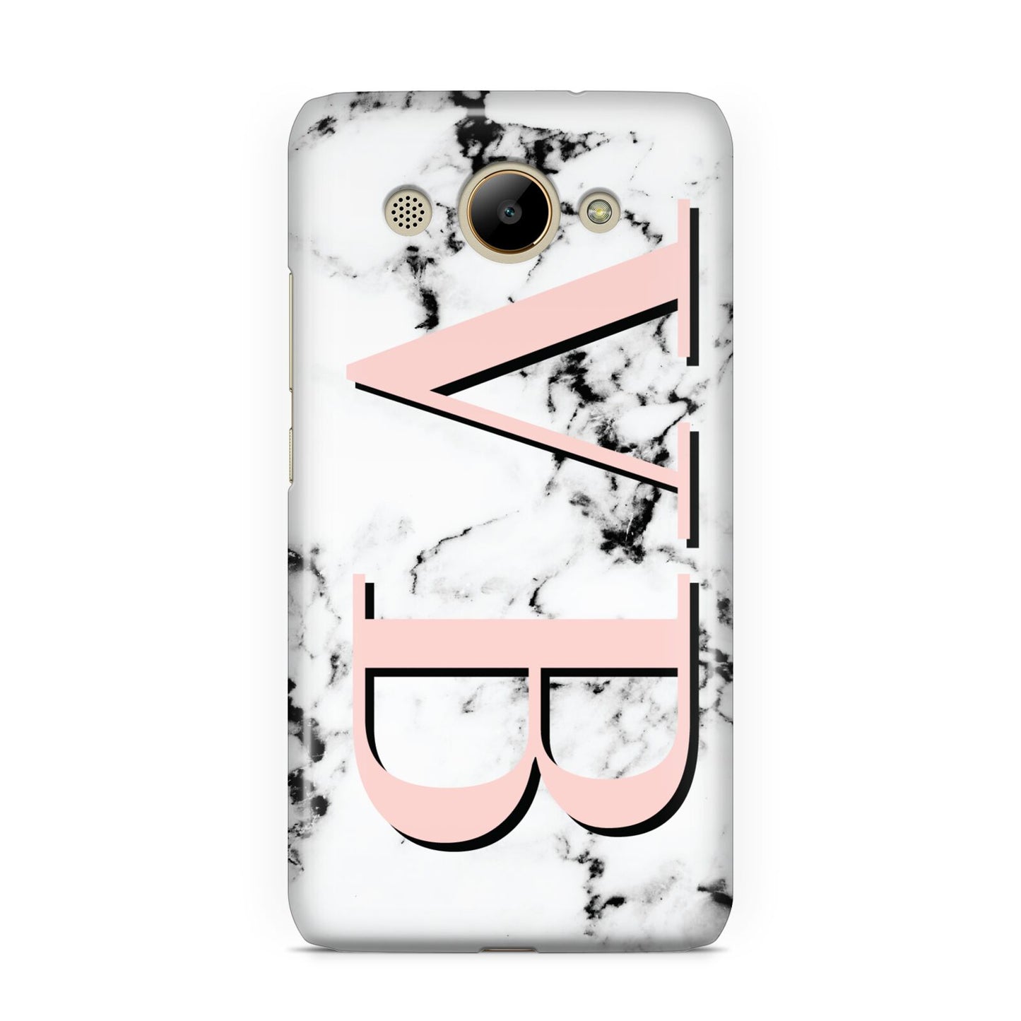 Personalised Coral Malble Initials Huawei Y3 2017