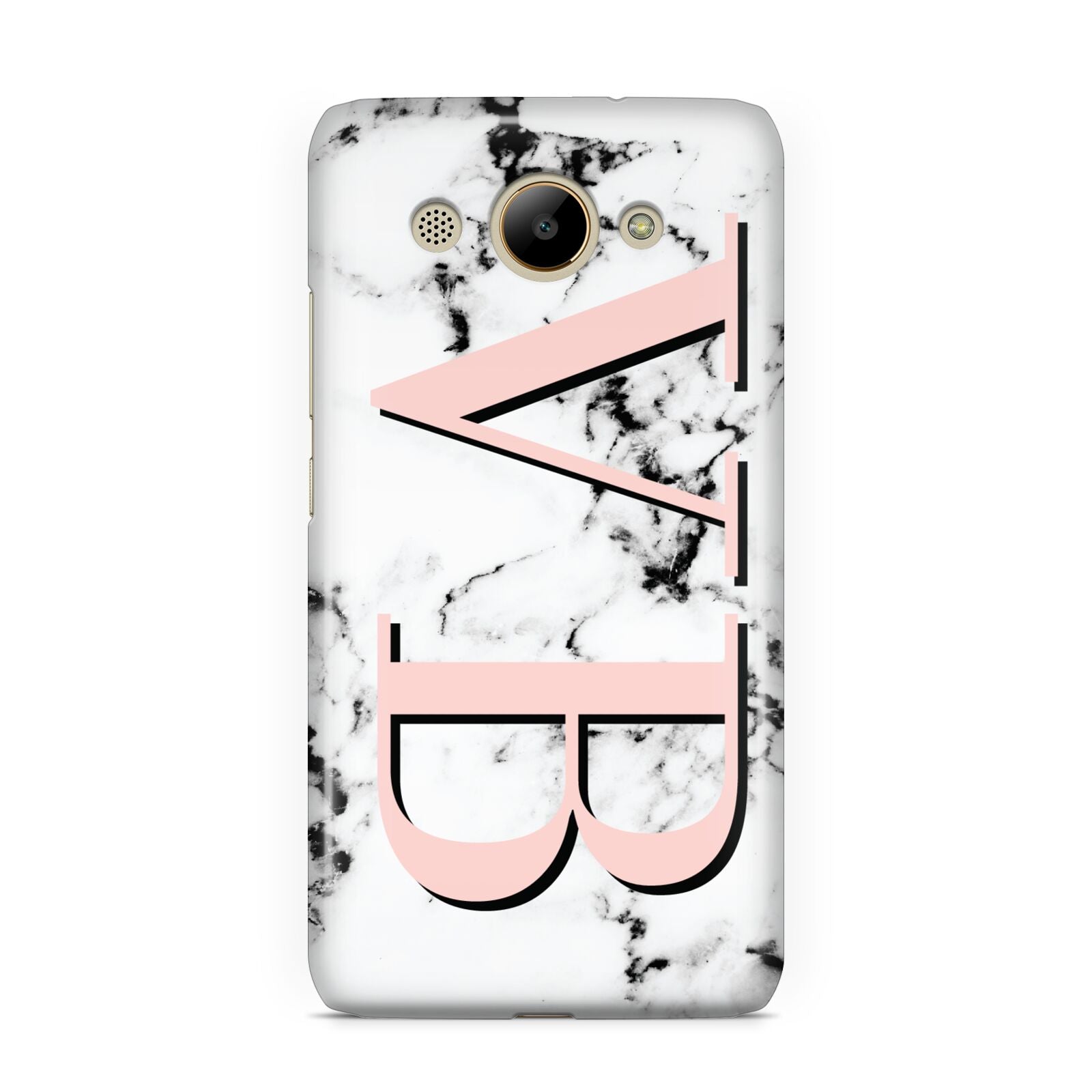 Personalised Coral Malble Initials Huawei Y3 2017