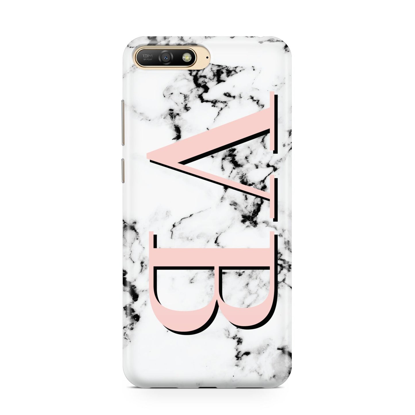 Personalised Coral Malble Initials Huawei Y6 2018